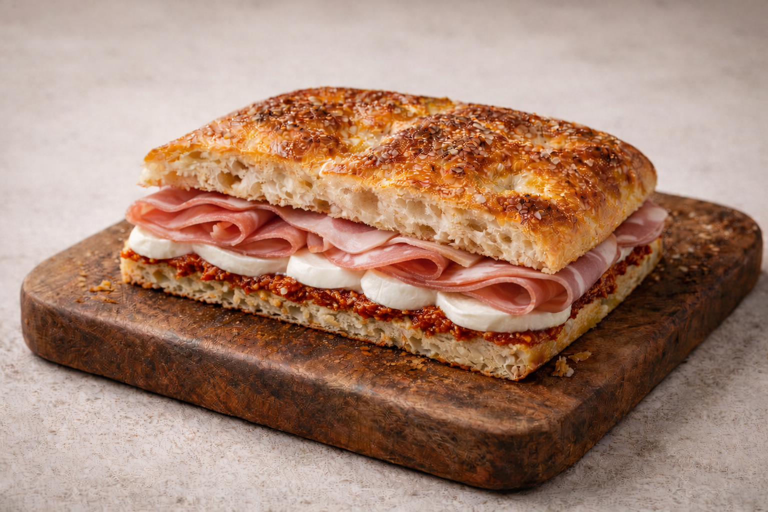 Prosciutto Cotto, Mozzarella e Crema di Pomodori Secchi